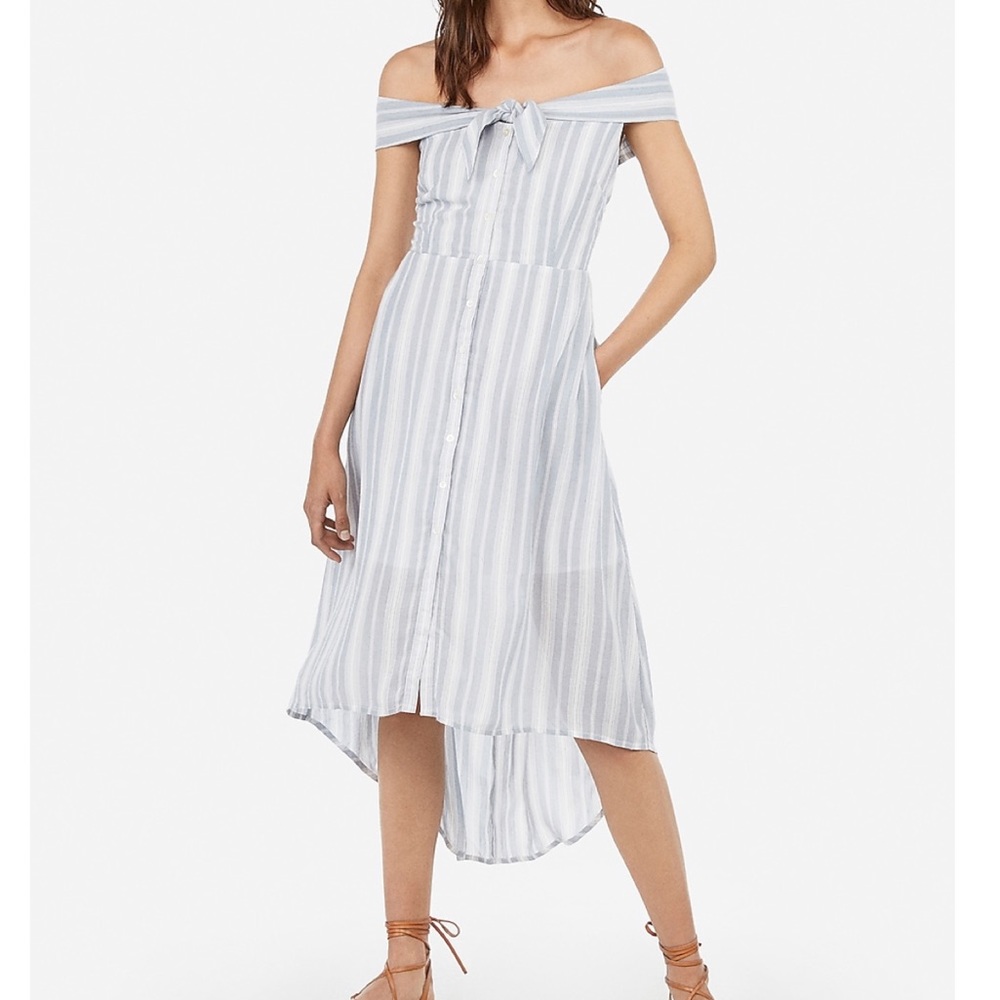 Off Shoulder Button Down Dress